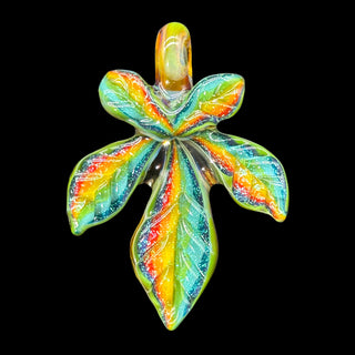 Mr. Gray Glass - Rainbow Leaf Pendant